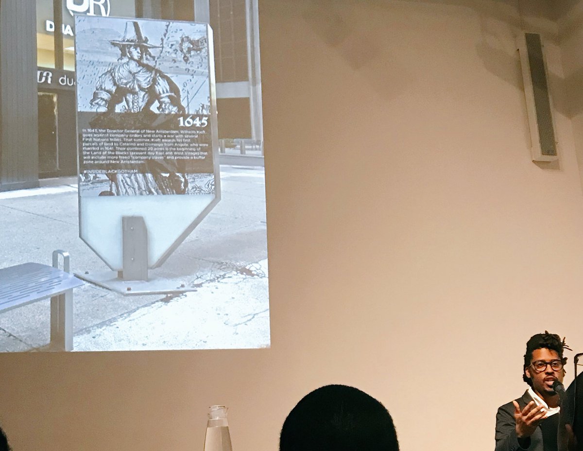 BlackGotham's tweet photo. "How do we move people thru space & have a conversation about history that isn't recognized?"- @kamauware #MonumentalMatters #MaxBondLecture https://t.co/HaDEqTuig4