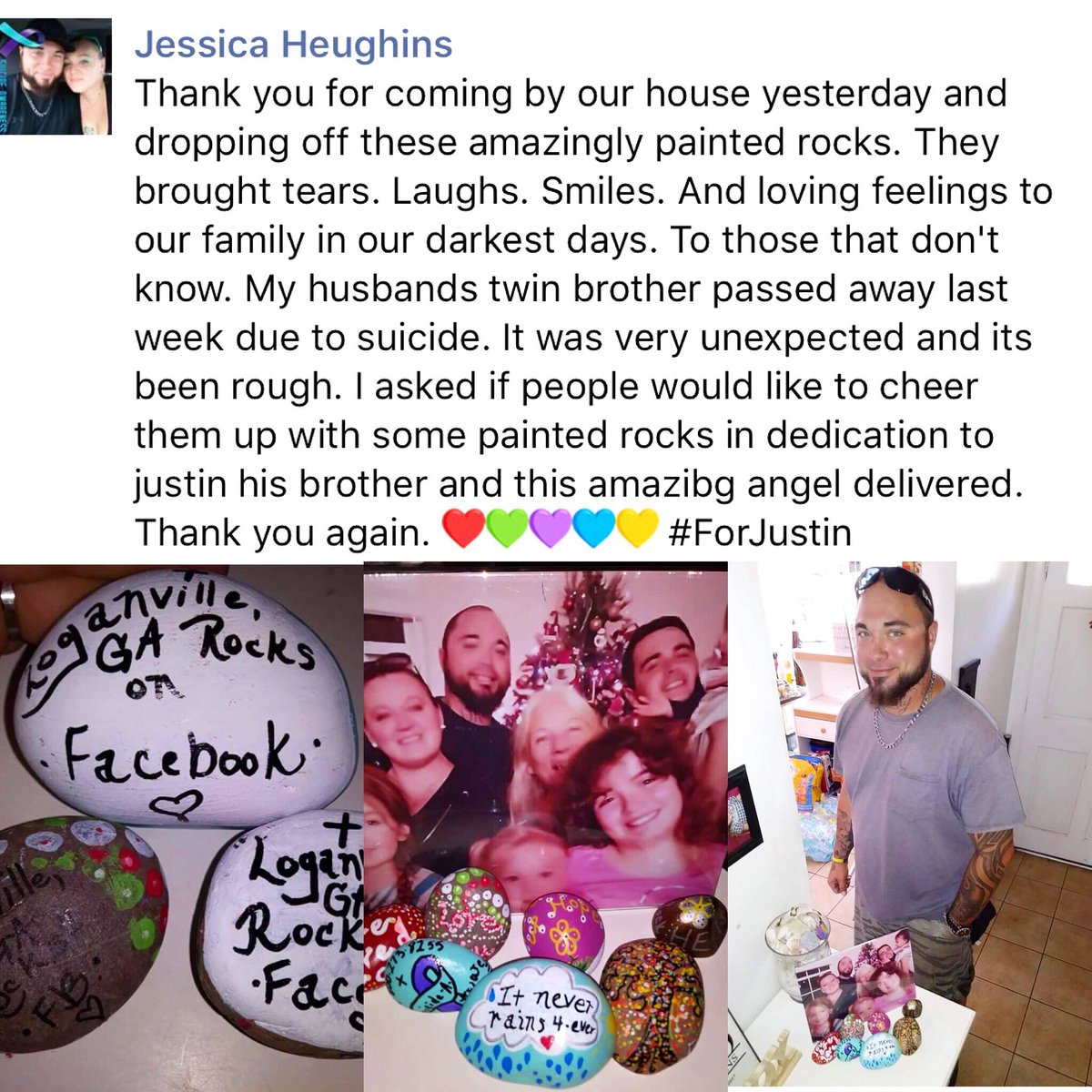 theKindnessrock's tweet photo. For Justin❤️ when a community cares and expresses it through simple acts of kindness, the impact can be great. #thekindnessrocksproject https://t.co/ogSEtD5vKF