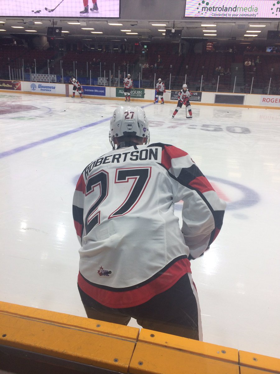 After missing the first 11 games of the season with a lower body injury Carter Robertson returns to the #67s lineup.