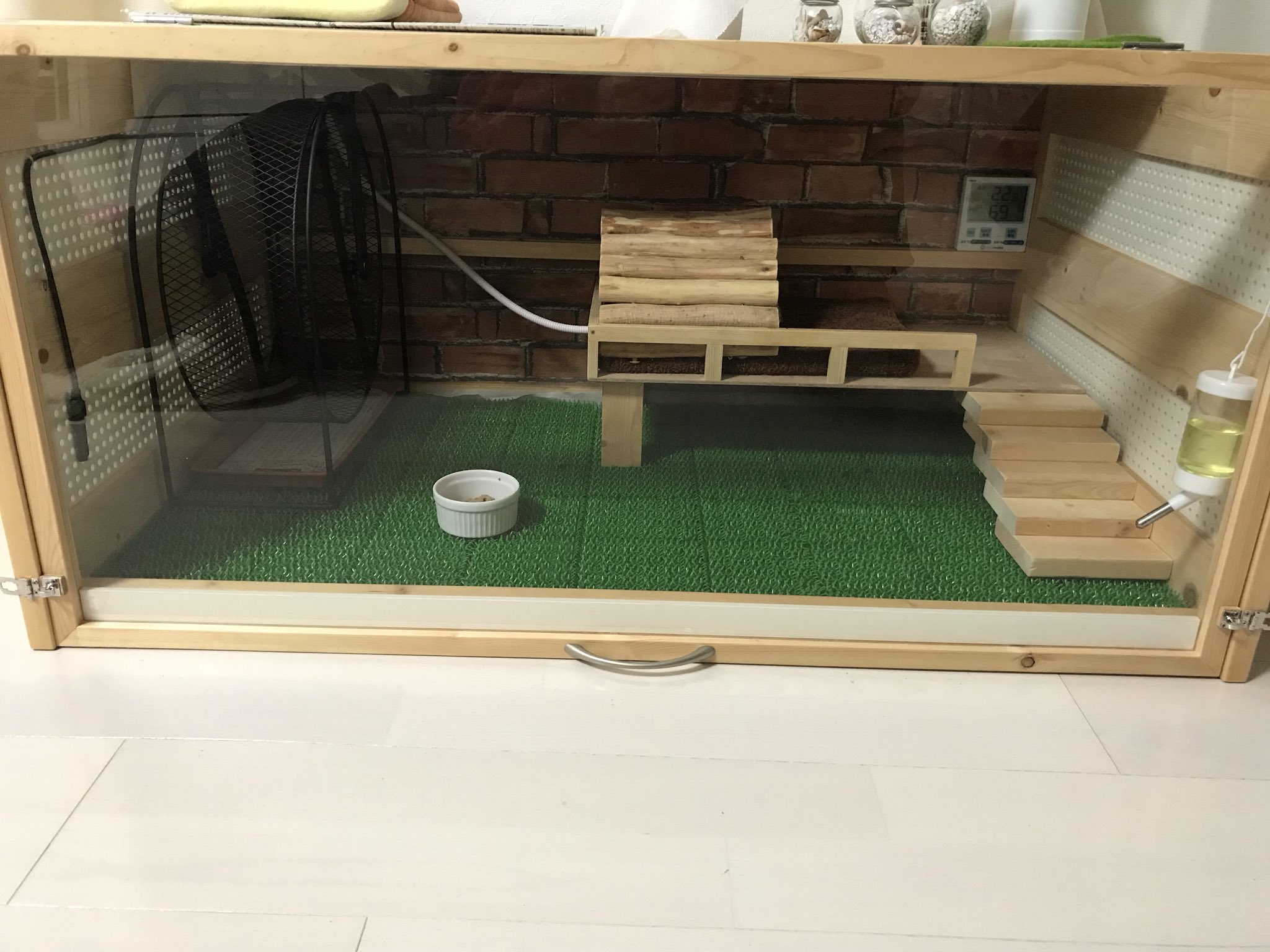 いくじなし育児 冬仕様に模様替え 今はうさ暖と暖突 サーモで様子を見てみよう ちなみにロフトはスロープから階段に変更 そして 横でも縦でも使えるように長さを短くしました 新しいロフトは気に入ってくれたみたいで二階で寝てくれてます