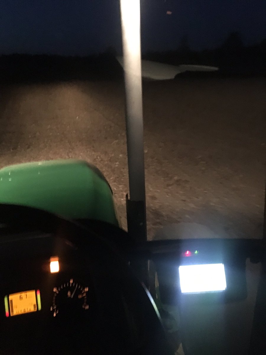 Drilling fall rye by light bar and listening to belleville senators on #800cjbq. Relaxing Friday night.