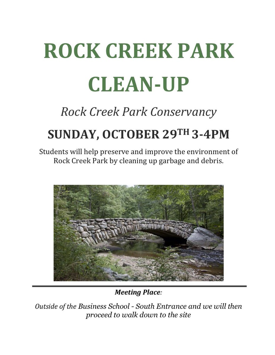 Be sure to come out to Rock Creek Park on October 29th!