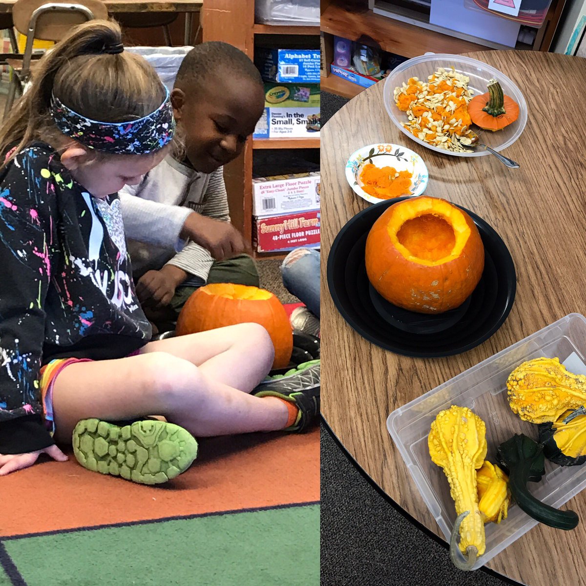 mrsdutrask's tweet photo. Today was pumptacular in #Kindergarten ππππ#partsofapumpkin #howitgrows https://t.co/Gq5BeORF9q
