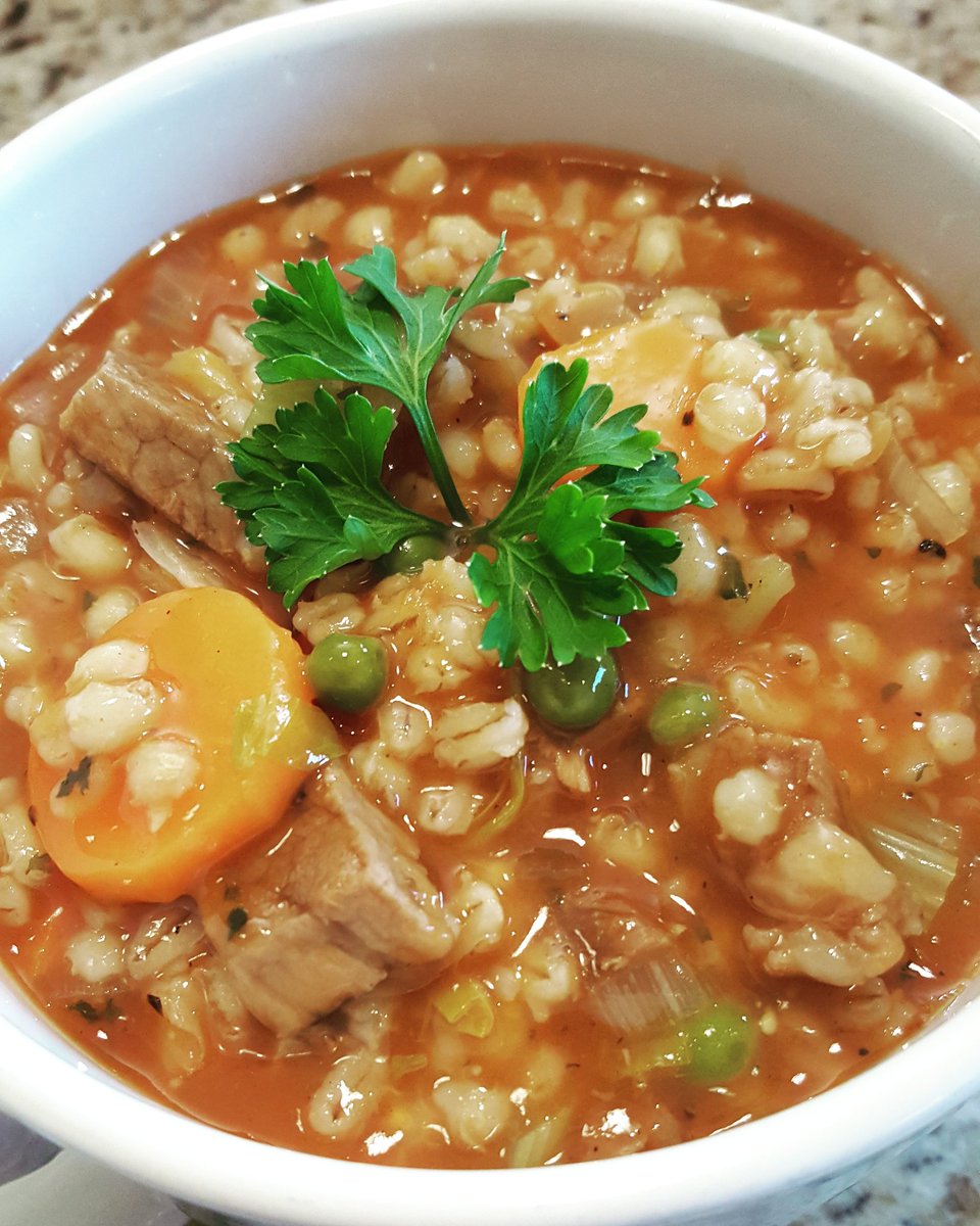 SHunter25's tweet photo. It's my hubbies favorite so I make it pretty regularly.....Beef Barley Soup! It's like a comfy warm sweater in your tummy!! #staceyskitchen https://t.co/5rKVS7hpXR