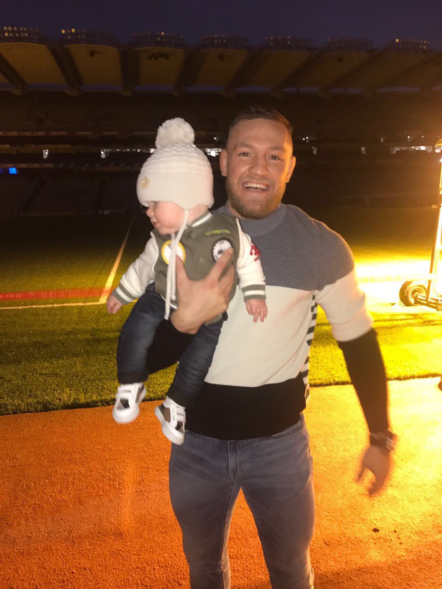 TheNotoriousMMA's tweet photo. Down at Croke Park with my little champion tonight. 
I am working on something BIG with @betsafe down here.
Stay tuned! https://t.co/DzpCQUPeup