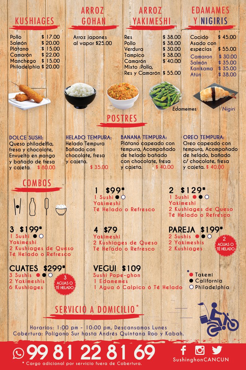 Sushinghon's tweet photo. #Sushinghoners !
Hoy es #SushiTime
Ya pediste el tuyo?
Sushi'n-ghon
Llama al: 9981228169
Cobertura Limitada:
Polígono Sur (Jardines del Sur, Villa Marino, Santa Fe, etc) hasta la Andres quintana roo y la Kabah.
#HoyComoSushi 😋😋
#YoSoYSushinghon
#SushinghonCancun
#Sushinghon https://t.co/LdQ6Z06KXq