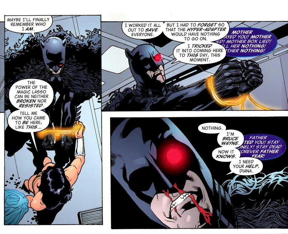 #Batman,possessed by @DarkseidvsJLA's Hyper-Adapter,traveled through time &amp; retained residual Omega Effect/Beams energy from @JLAvsDarkseid.