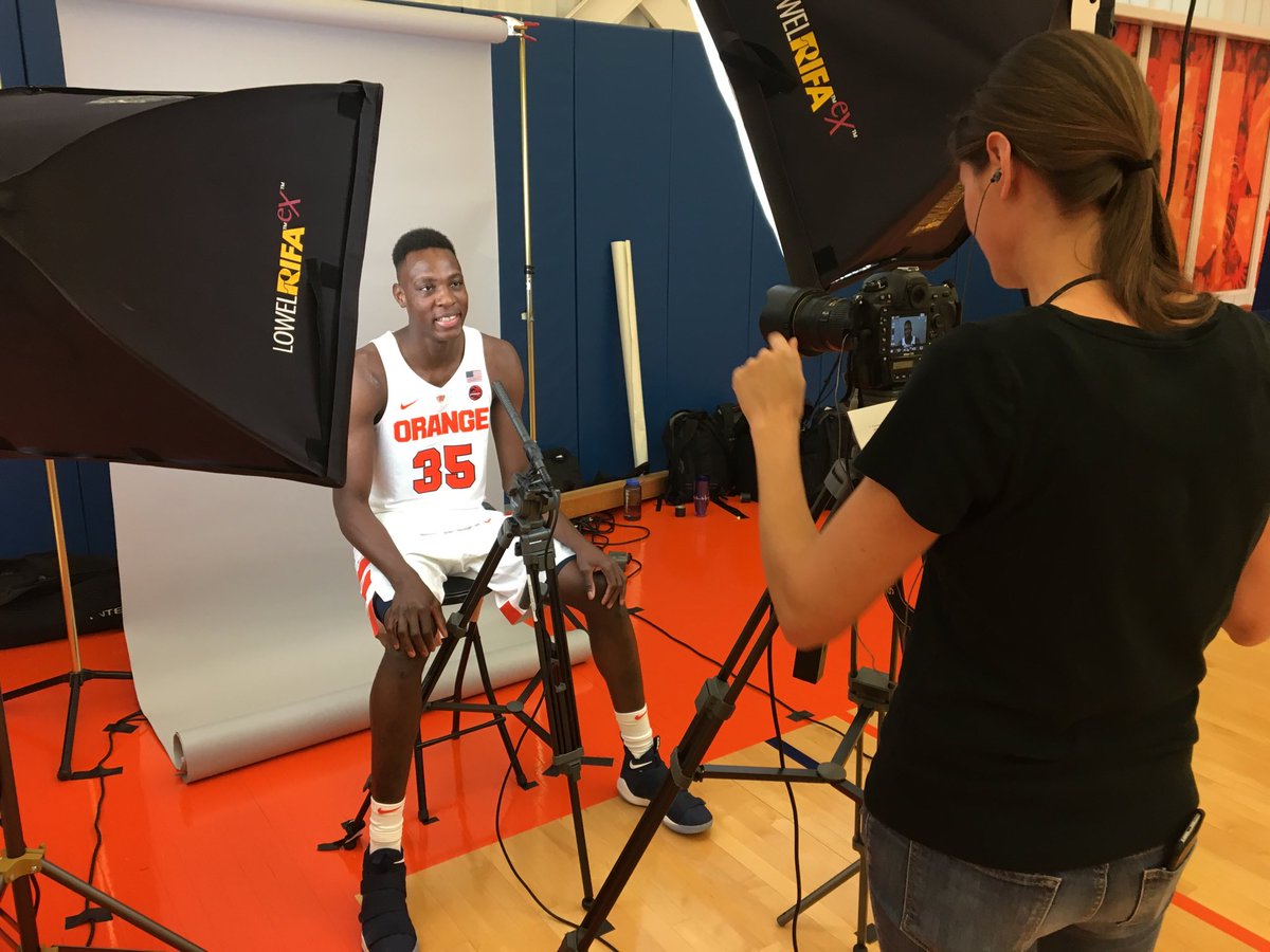 LionsBasket's tweet photo. @Cuse_MBB Media day
Bourama SIDIBE being Interviewed. 
@LionsBasket / @TheAcademySpain former player https://t.co/GwHTV4eOpl