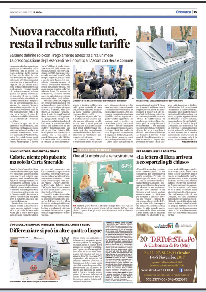UrbanDavide's tweet photo. #conferimento rifiuti con #hera e @ComuneDiFerrara confronto in @AscomFerrara per commercianti e imprese turismo https://t.co/9QzSwvmLTv