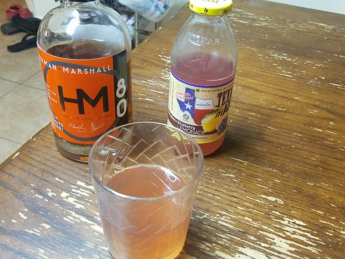 <a href="/HMWhiskey3/">Herman Marshall</a> I discovered this fantastic Texas whiskey tonight. It pairs well with blueberry lemonade. #GoTexan #DontJudge #BourbonFridays