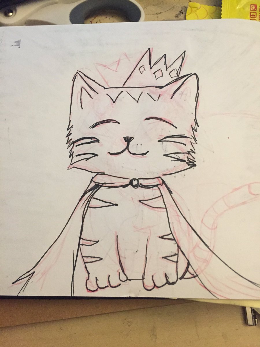 FleischmannArt's tweet photo. The smallest feline is a masterpiece. #fleischmannart #cat #king #day20 #inktober2017 #killitdaily https://t.co/bAUTOz37a4