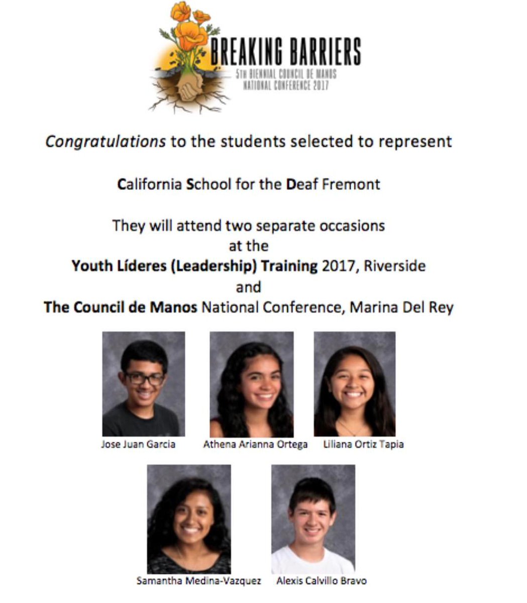 CSDTHAT's tweet image. Excited to be sending five of our Latinx students to the Youth Lideres (Leadership) Training and the Council de Manos national conference!