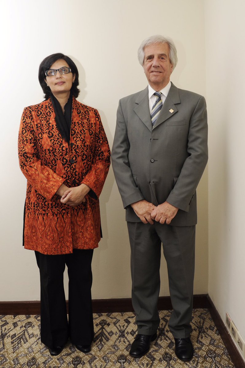SaniaNishtar's tweet photo. Met with my NCD Commission co-chair, President Vasquez of Uruguay in Montevideo. We agreed: Integrity &amp; transparency will underpin our work https://t.co/WZfSazKsEN