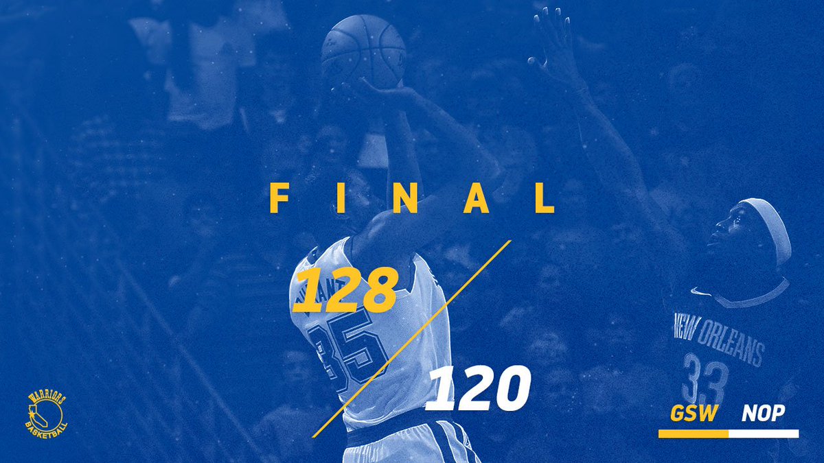 warriors's tweet photo. First win in the 📚. #DubNation https://t.co/0bPmGccRpH