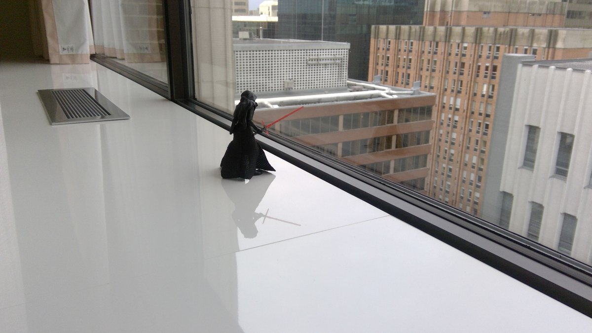 TinyKylo's tweet photo. Tiny Kylo gazes out upon the city.

He pretends it is a space battle.

A pigeon flies by.

"Pew pew pew," he says. https://t.co/3zWJ5TKty2