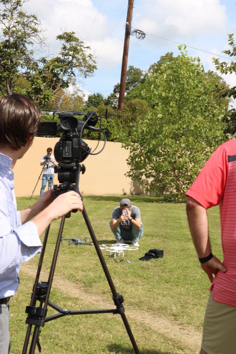 L_Altschul's tweet photo. Nick Williams, #txst student, caught behind the scenes capturing drone footage for a TV news story #mcweek17 @daleblasingame drone panel. https://t.co/BZ89GQ21xZ