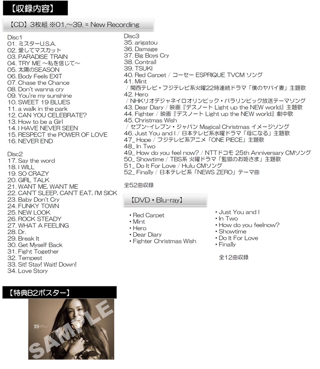 Tsutaya Wayガーデンパーク和歌山店 公式 En Twitter 安室奈美恵 Finally 収録曲 特典ポスター絵柄決定 11 8発売 安室奈美恵オールタイム ベストアルバム Finally ご予約お受けしております B2の特典ポスターもご用意致しますので 是非当店にてご Tsutaya Wayガーデンパーク和歌山店 公式 En Twitter 安室奈美恵 Finally 収録曲 特典ポスター絵柄決定 11 8発売 安室奈美恵オールタイム ベストアルバム Finally ご予約お受けしております B2の特典ポスターもご用意致しますので 是非当店にてご