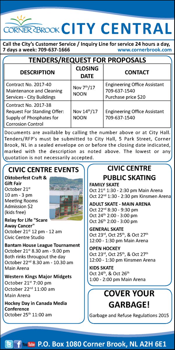 Corner Brook On Twitter City Central Tenders Rfp Civiccentrecb
