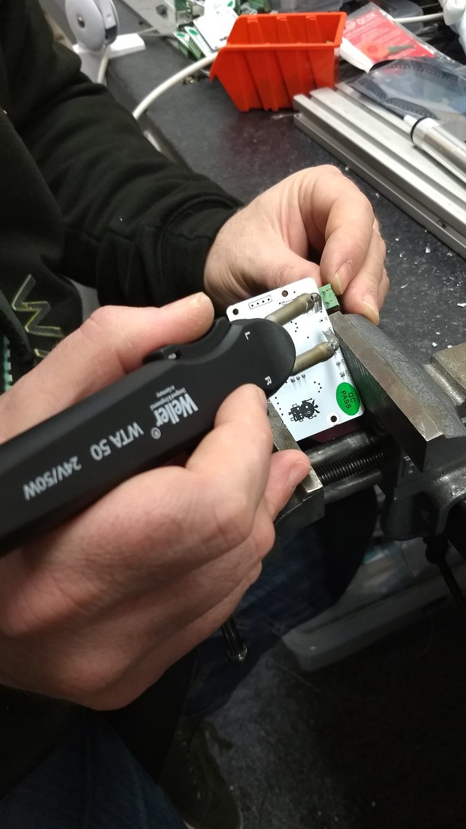 Pi_Borg's tweet photo. .@bohblesku is pretty chuffed with his new Zoidberg soldering iron from @WellerBrand. #WoopWoopWoop #Scuttles https://t.co/qfLs37LnN8
