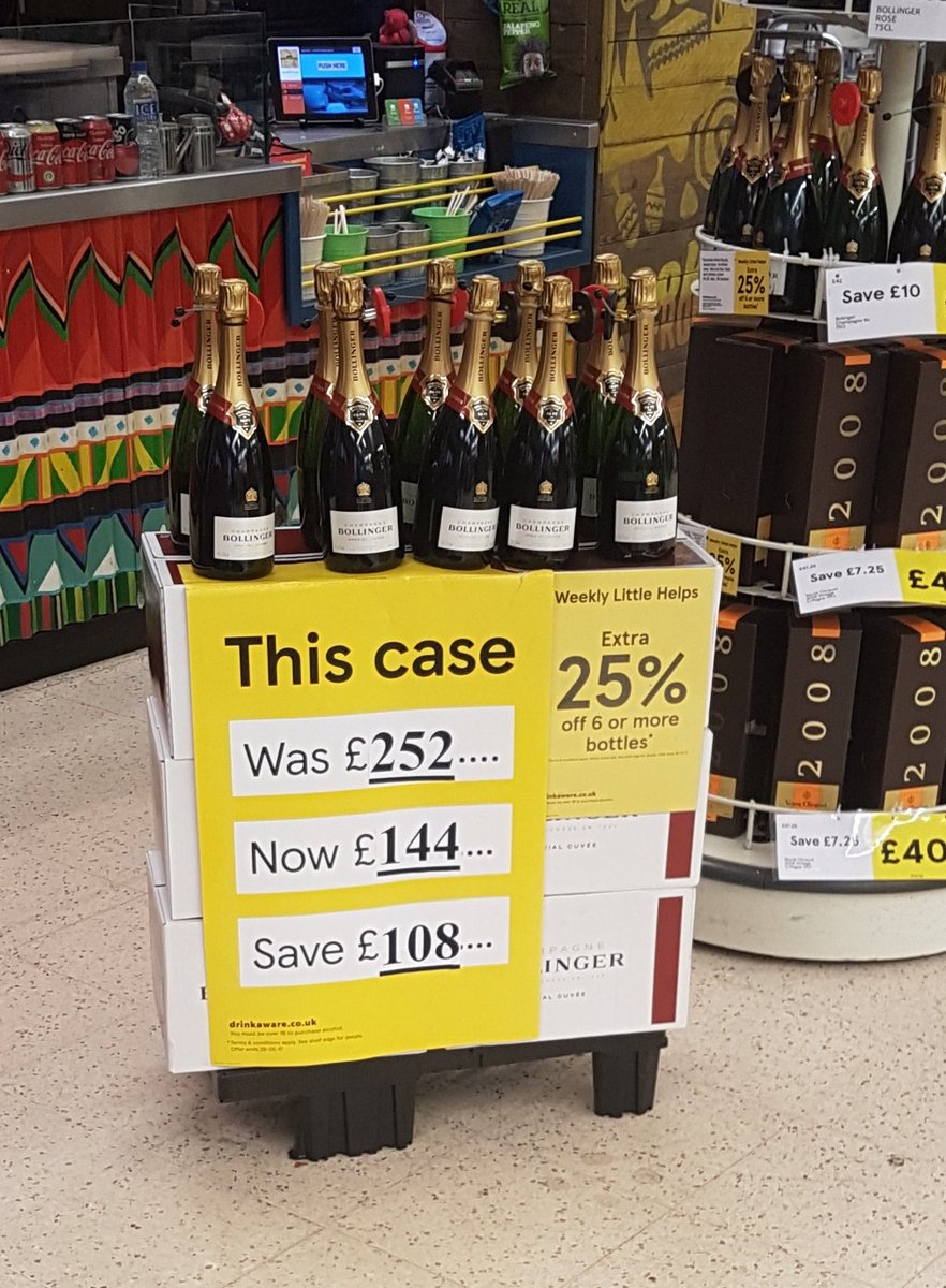 sophlgriffiths's tweet photo. The 'weekly help' from @Tesco is slightly out of my budget! #bolinger https://t.co/fv0WJLyNDE