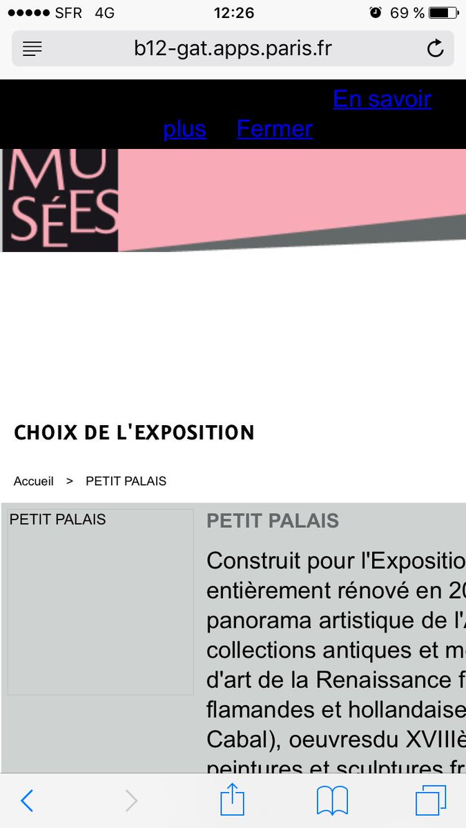 areyoufrenchcom's tweet image. Acheter son billet pour une expo au Petit Palais. Yeah no zoom... #responsivefail #oldschoolweb