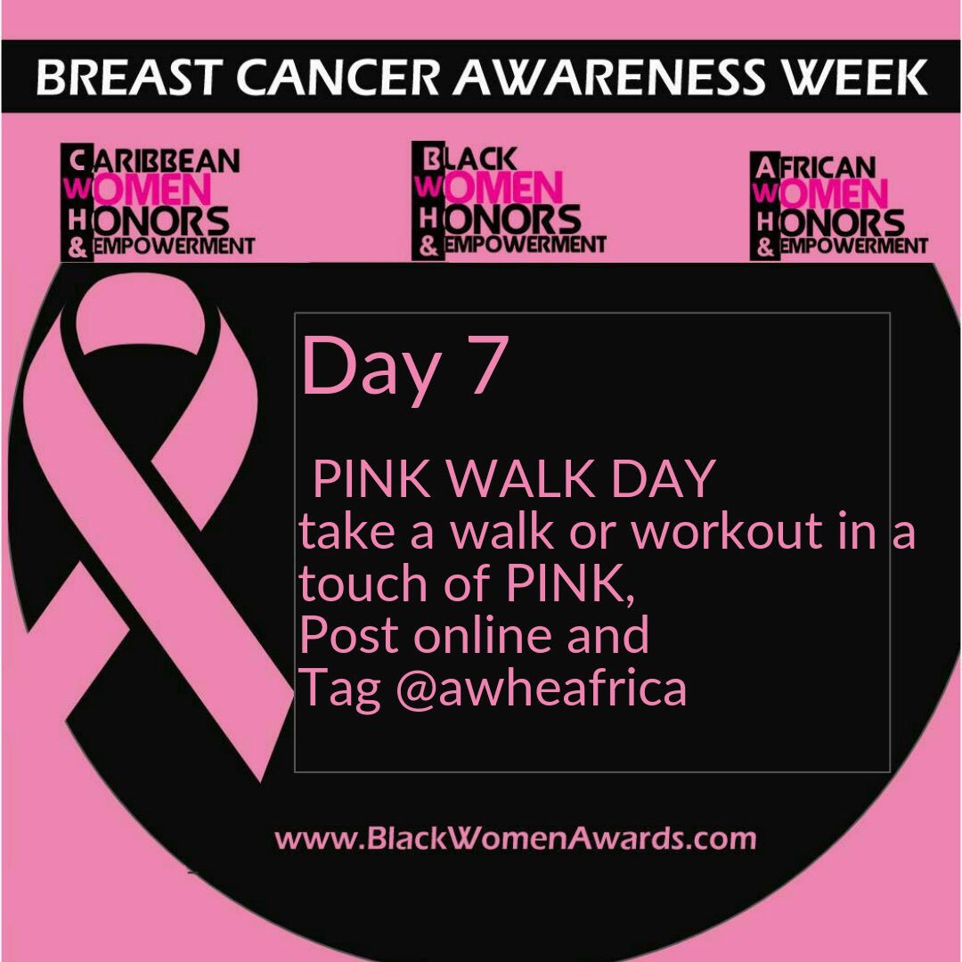 AWHEAfrica's tweet photo. 🎀🎀🎀Day 7 Heads up!
PINK WALK
Lets make it happen🎀🎀🎀
#womanhood #health #sports #gym #awhe #Repost #blackwoman #melanin #africa #africanwoman https://t.co/JmpAhVxNXw
