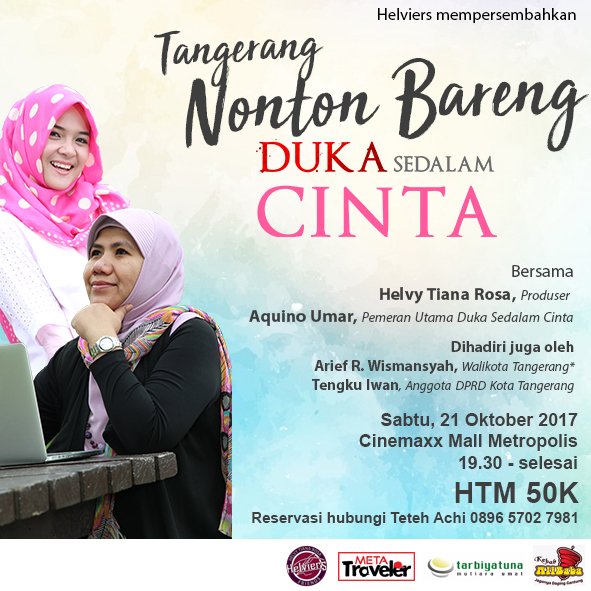 Tanggerang malam ini jangan lupa ya ada <a href="/helvy/">Helvy Tiana Rosa</a> dan <a href="/aquinoumar_/">Aquino Umar</a>  di Metropolis Mall