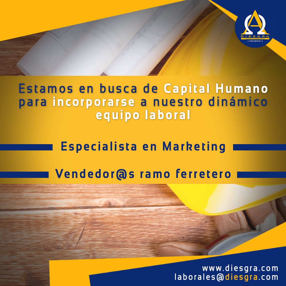 ferrediesgra's tweet photo. Envía tu resumen curricular al correo o contáctanos por la página web #diesgra #ferrediesgra #ferreteria #recursoshumanos #laborales https://t.co/XfWmECpu8I