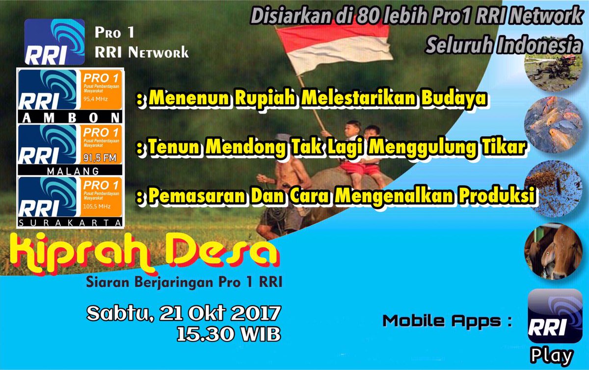 Dengarkan #KiprahDesaPro1 di <a href="/ProsatuRriPalu/">prosatu rri palu</a> Pukul 16.30 Wita disiarkan berjaringan seluruh Pro 1 RRI Network