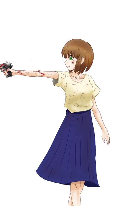 ナチュラルに銃を撃つサイコパス少女誕生#オリジナルキャラ#イラスト 