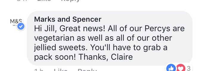beki120's tweet photo. @marksandspencer is it true that all of your jellied sweets (including all Percy’s) are now vegetarian? https://t.co/Kq5gxOHJ0t