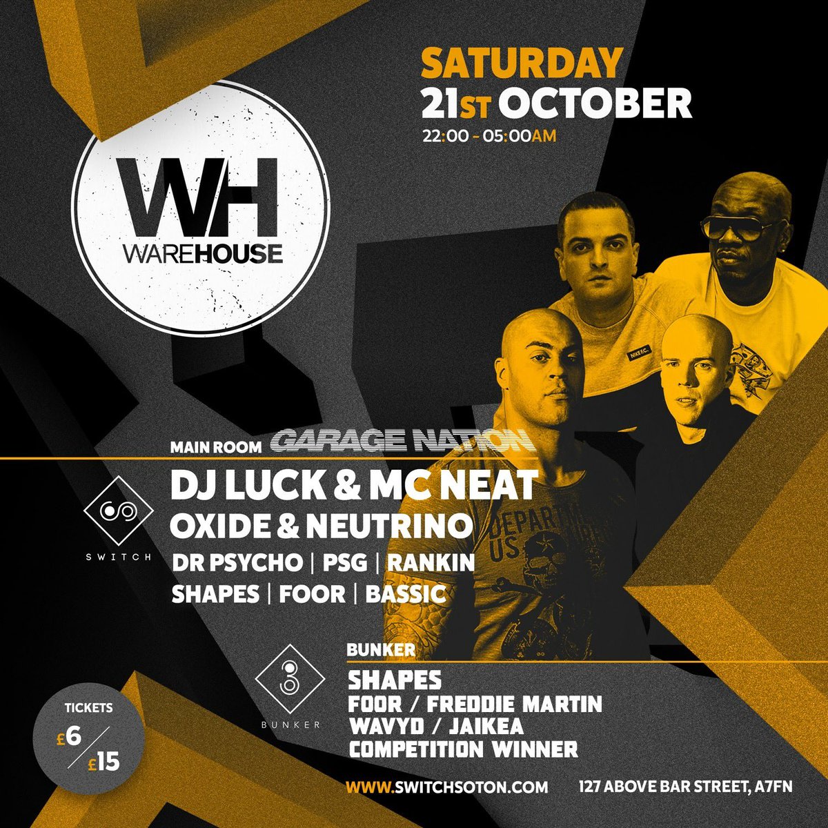 100 tickets left for Garage Nation TONIGHT! 

• £10 advance 
• £15 on the door (if available)

Purchase here: fatsoma.com/Switchsouthamp…