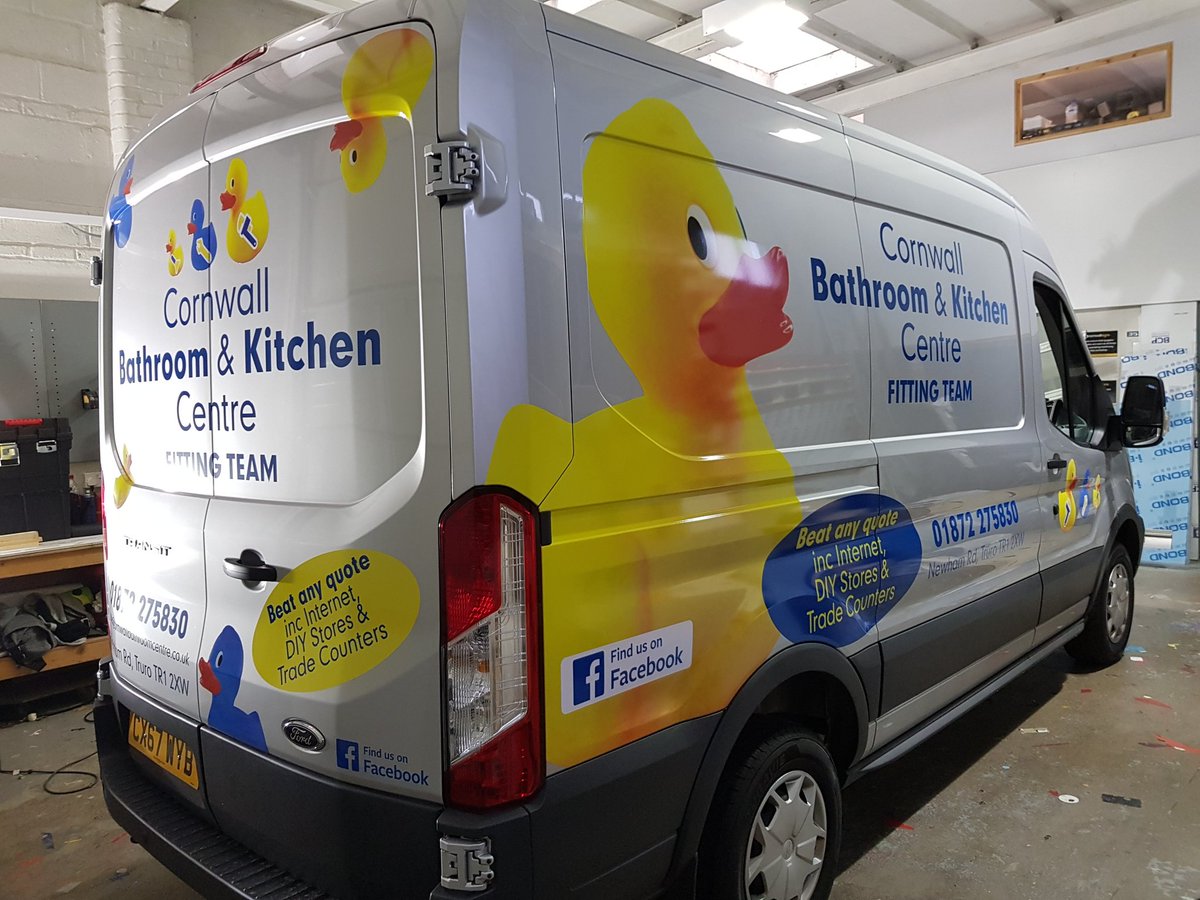CornwallSigns's tweet image. Quacking good #vehiclebranding for #leaders Cornwall Bathroom and Kitchen Centre.