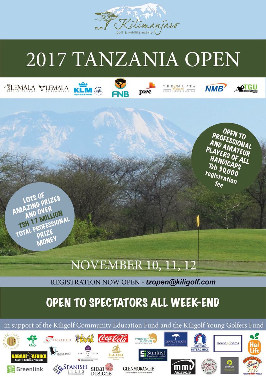 Kiligolf's tweet photo. Tanzania Open 2017! Open now for registration! Don't miss out on a fantastic weekend of golf #tzopen2017 #Tanzania #eastafrica #africa #golf https://t.co/dIoHADEGLi