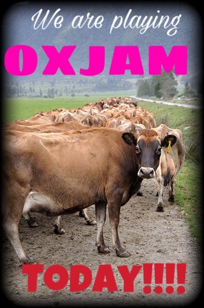 elephantmemoirs's tweet photo. Today we play @thecumby for @OxjamNewc #cowqueue #oxjam https://t.co/iRoYwpmAnt