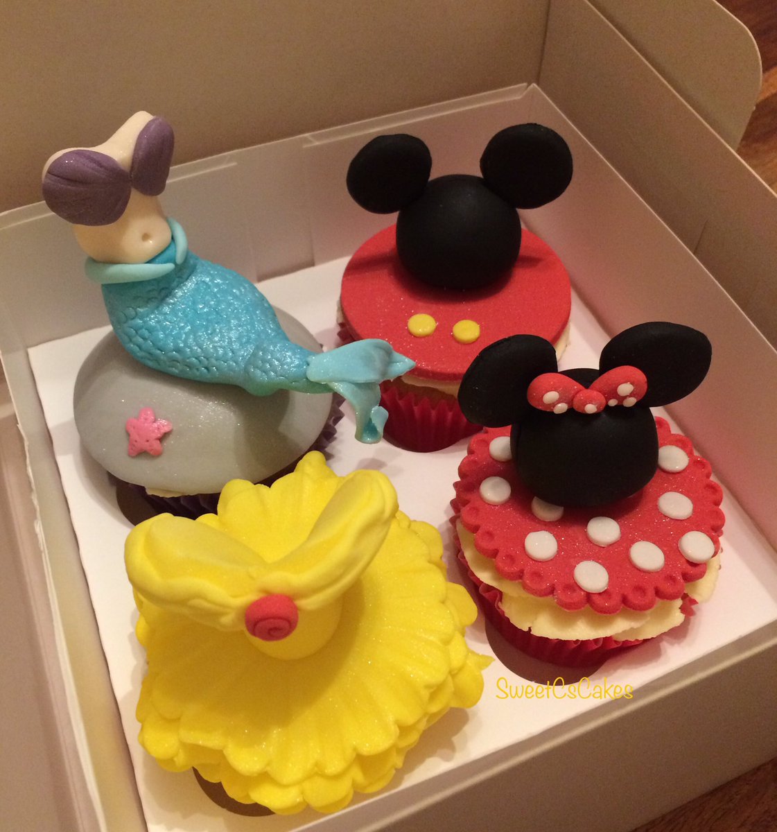 Disney themed cupcakes xx #ariel #belle #minnie #MickeyMouse #cupcake #buttercream #vanilla #Disney