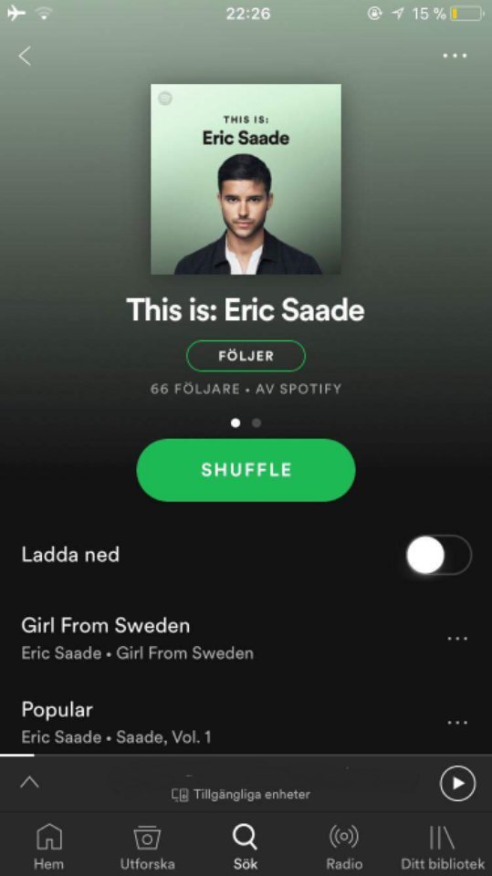 luckyandangel's tweet photo. @ericsaademusic Följer den 😍 #bramusik #Spotify https://t.co/bVW0MIX8HD