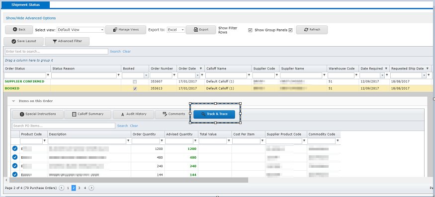 MVTenterprise's tweet photo. Due to demand we've now added a track and trace link (valid once booked) to the PO shipment status tile in the PO reporting group tile area. https://t.co/EHkWr6zFOS