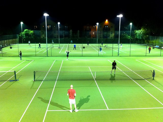 Yup, it's getting darker, but we have floodlights! At our place, tennis is a year round sport. For details visit thealbertclub.co.uk/membership