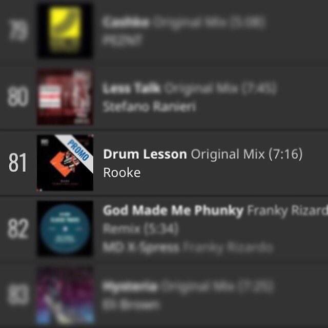 Eight08Records's tweet photo. @RookeMusicMcr track Drum Lesson is at No81 in the @traxsource Tech House charts #techhouse 
😎
https://t.co/mVvvXnC1IH https://t.co/OMnSNchvhb