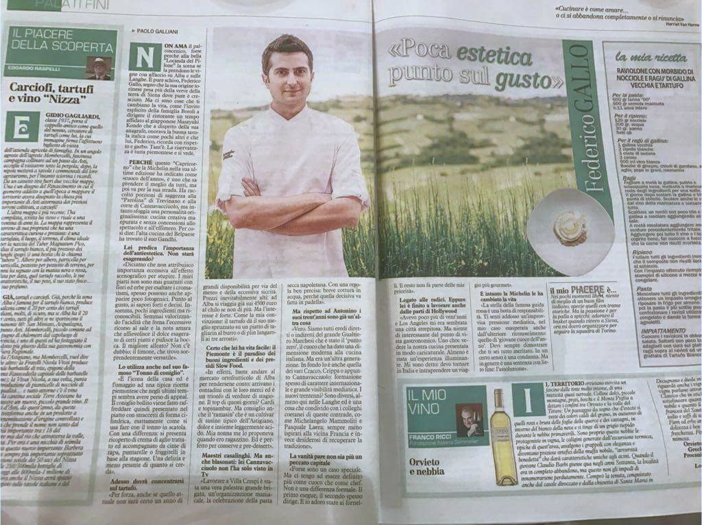 GREAT NEWS! 
Oggi su #LaNazione potete trovare l'intervista di #PaoloGalliani al nostro #FedericoGallo 😉🍴 #locandadelpilone