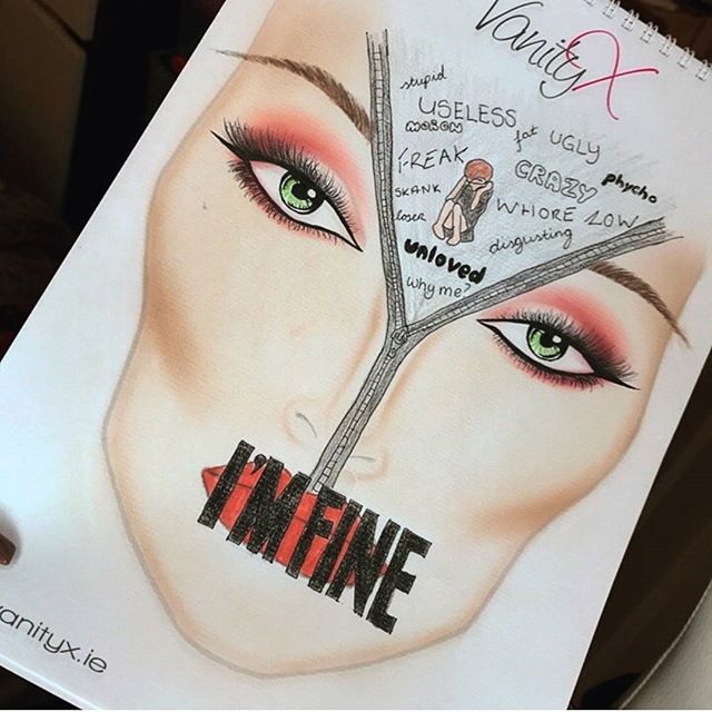 VanityXMakeUp's tweet photo. We love this #vanityxfacechart created by #vanityxstudent Aoife for #worldmentalhealthday #VanityX #VanityXmakeup #Makeup https://t.co/aGQQwSMDNp