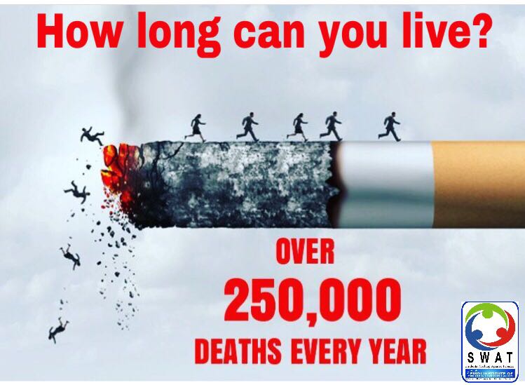SwatEmdi's tweet photo. Cigarettes are a classic way to commit suicide.

#BeSmartDontStart #Swat2017 https://t.co/zYeCXf3AtC