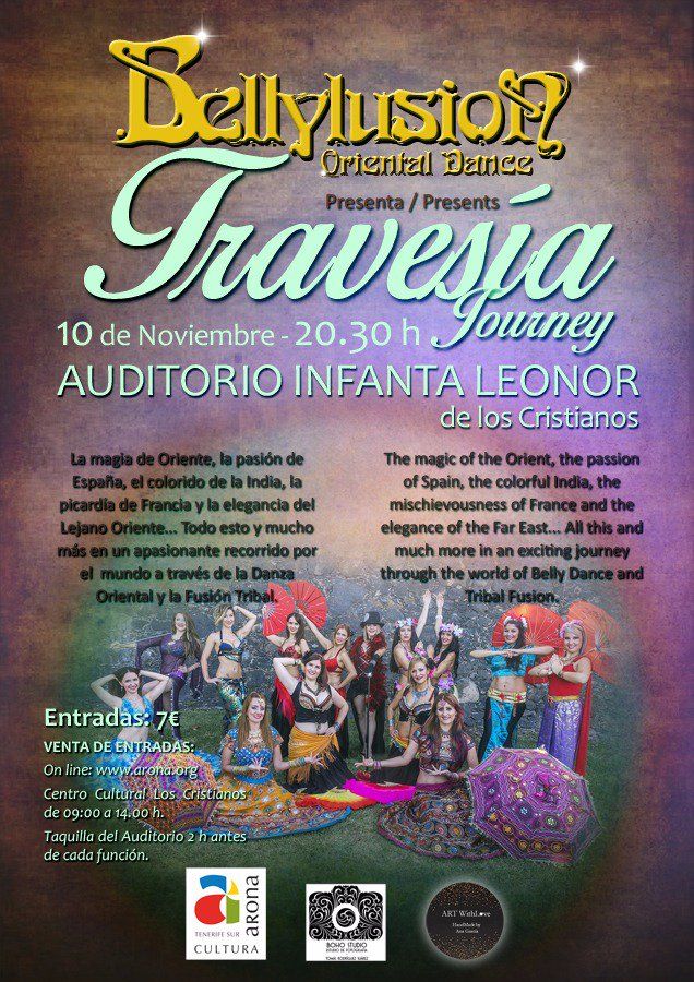 Tenerife_Ocio's tweet photo. .@Bellylusion Oriental Dance presenta: 
Travesía, en Auditorio #LosCristianos. 
El 10 de noviembre a las 20:30h. 
Entradas: 7€… #Tenerife https://t.co/5uRCBYcu3A
