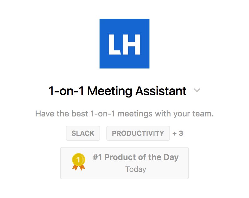 We’ve had a big week, all of which is being capped off by being the #1 product on <a href="/ProductHunt/">Product Hunt 😸</a> today! producthunt.com/posts/1-on-1-m…