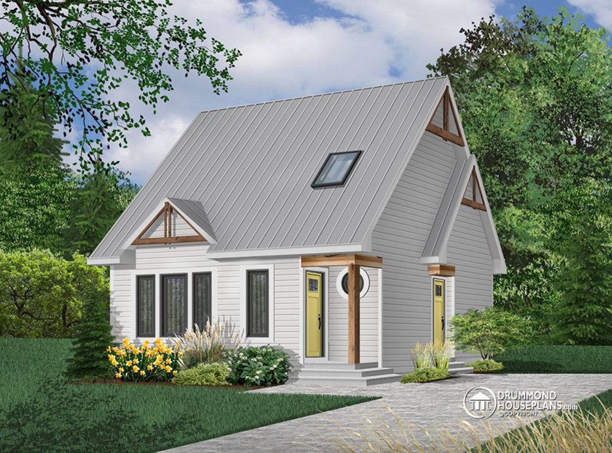 Country rustic house plan with open floor plan, 2 bedrooms, lots of natural light (# 2594)

drummondhouseplans.com/house-plan-det…