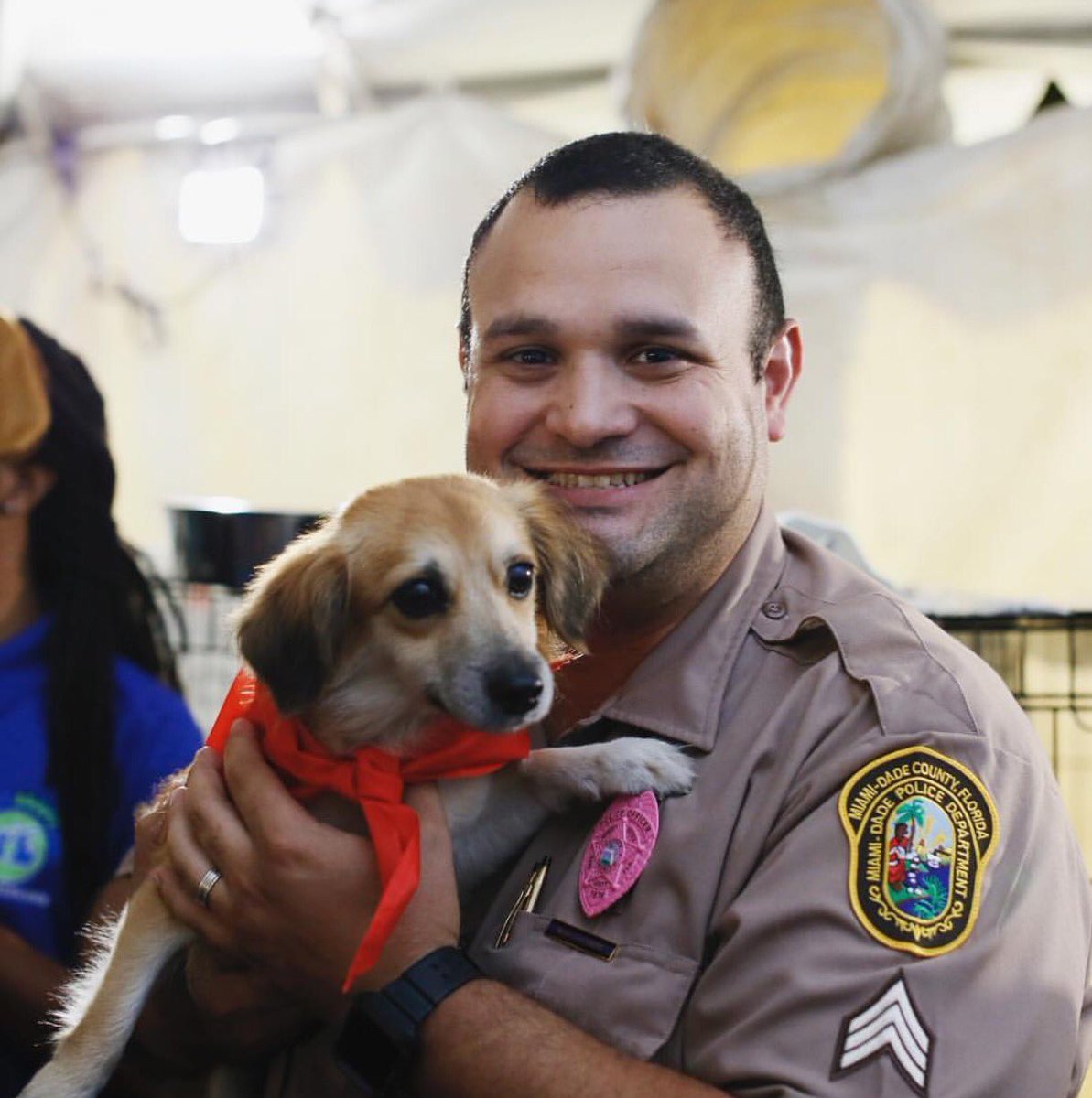 MiamiDade_SO's tweet photo. Sgt. Franco keeping pet lovers & shelter pets safe during the #ASDMegaMatch pet adoption event at Tropical Park #MDPDprotecting #PetsToLove https://t.co/4gJFqXZCDA