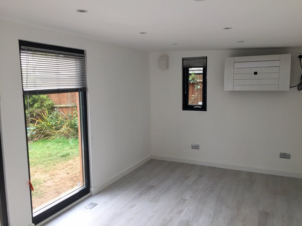 garden2office's tweet photo. A designer’s new office means the kids get their #makingspace #tinyhouse #gardenroom #shedworking #canterbury #cabin https://t.co/ece4ooLSAI