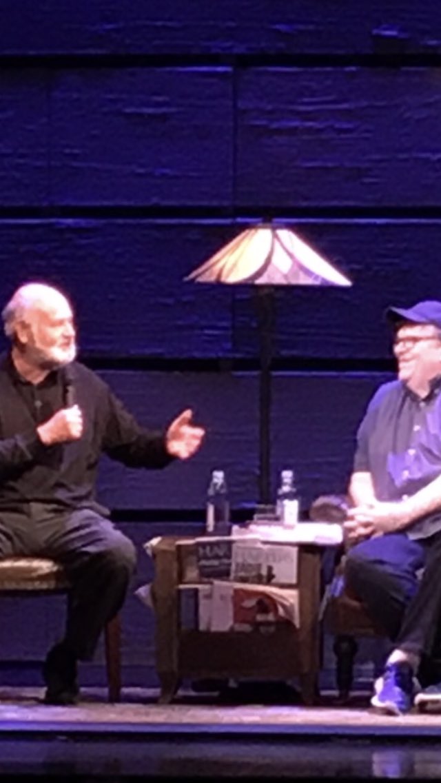 MMFlint's tweet photo. With Stephen Colbert, Rob Reiner, Rosario Dawson and Graham Nash on stage in my Broadway show. A beautiful run - and just 2 days left! https://t.co/Xo53X3ToXX