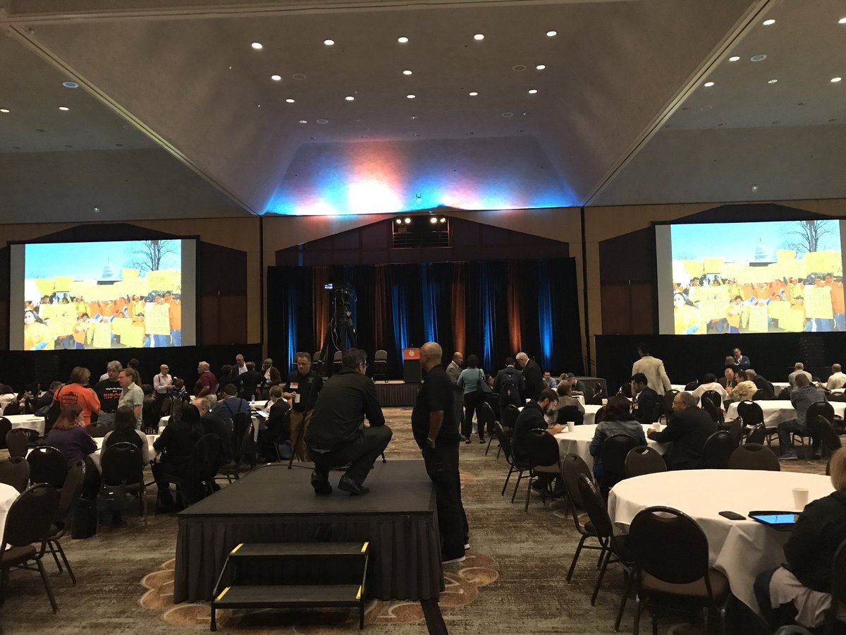 GoIUPAT's tweet photo. Final prep before the kickoff of the #aflcio17 convention. #AllOfUsOrNoneOfUs #JoinFightWin https://t.co/NWmScAKC1D